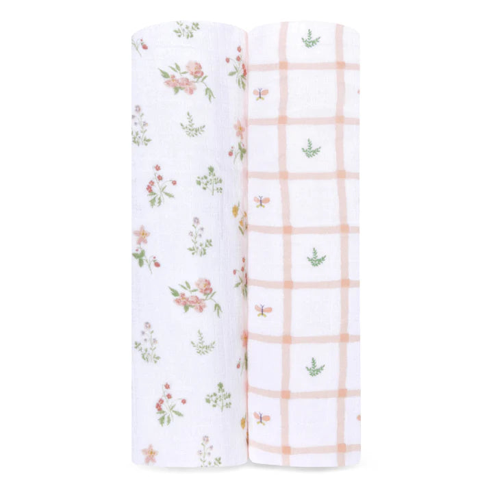 Aden Anais Muslin Swaddle Blankets Country Floral 2 Pack Mabel Fox