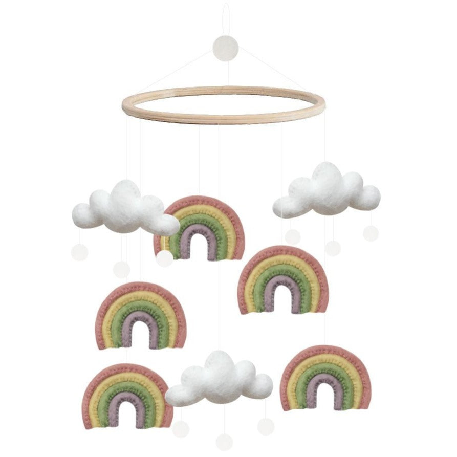 Gamcha Baby Cot Mobile Pastel Rainbow