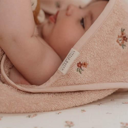 Little Dutch - Hooded Towel - Embroidered Blossom - 75x75cm