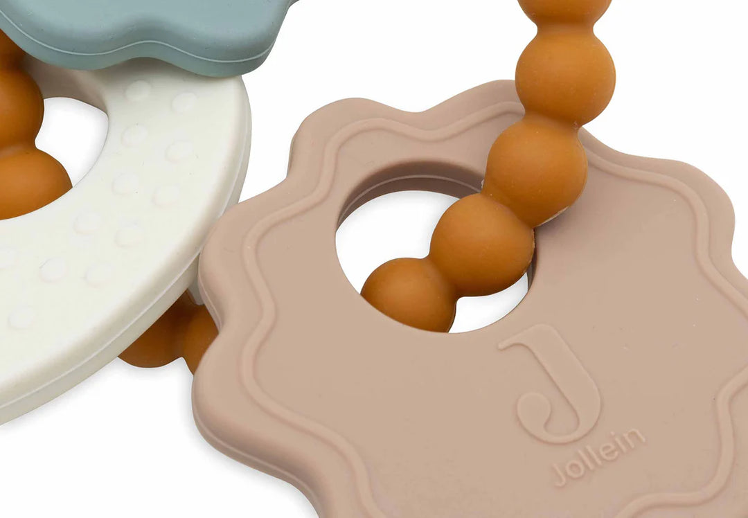 Jollein - Silicone Teething Ring Keychain - Lovely Birds