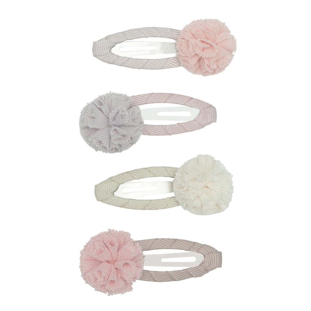 Mimi & Lula - Clic Clac Hair Clips - Tulle Pom Pom Clips (4 Pack)