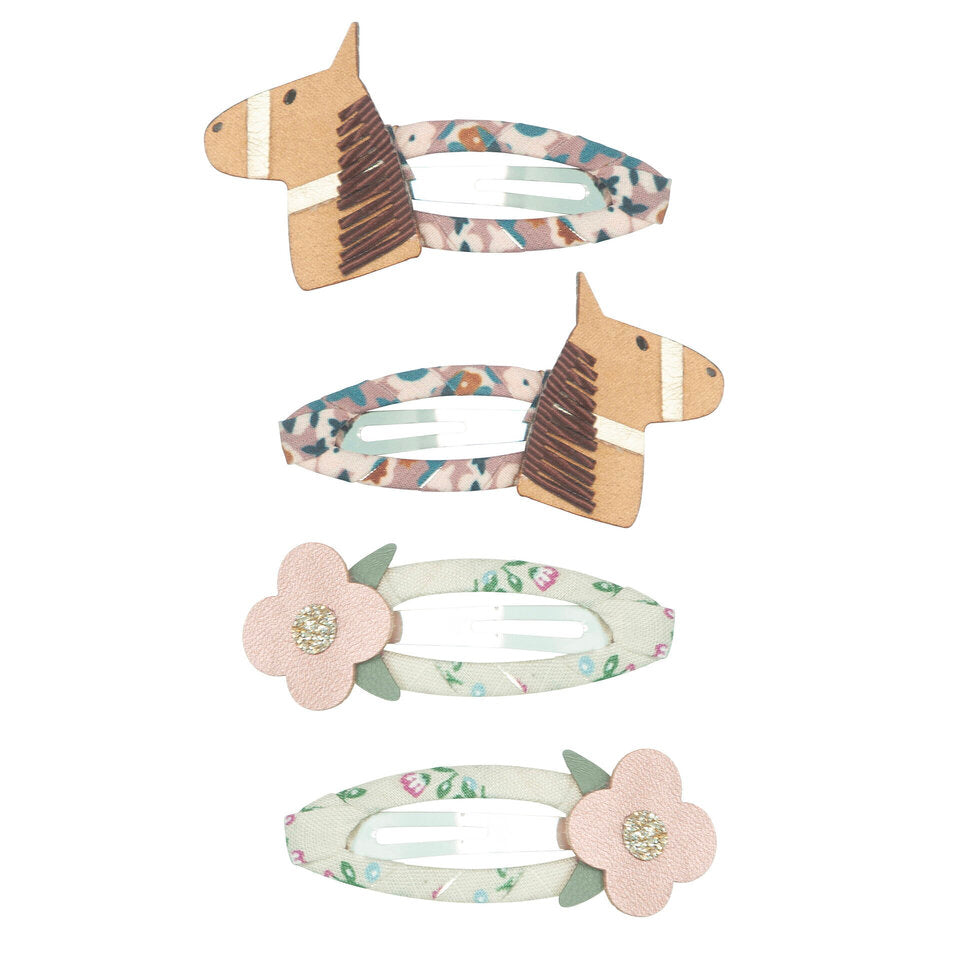 Mimi & Lula - Clic Clac Hair Clips - Horse & Flower