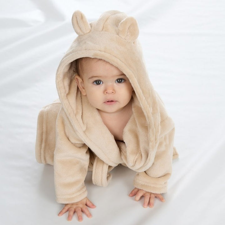 MABEL & FOX - BABY HOODED DRESSING GOWN - CARAMEL