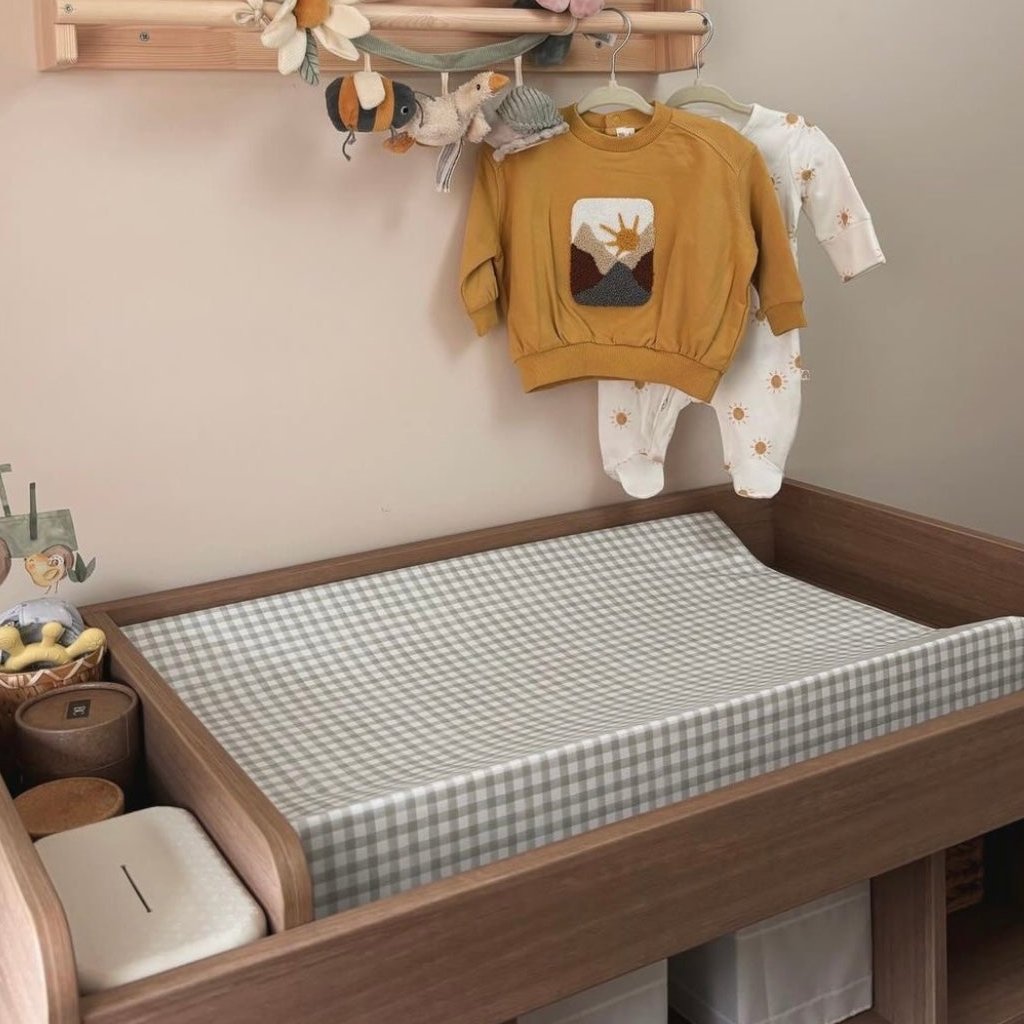 Mabel & Fox - Wedge Baby Changing Mat - Sage Gingham - Mabel & Fox