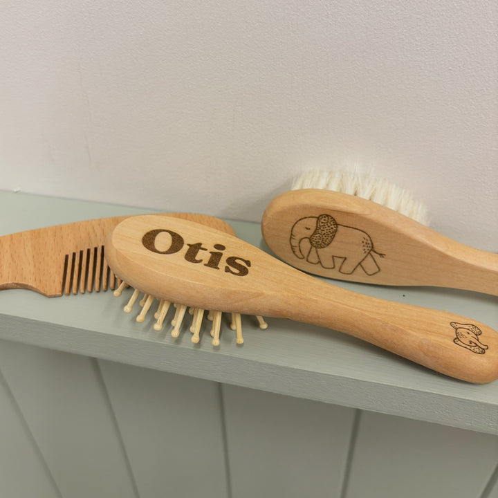 Sample Sale - Mabel & Fox - Safari Elephant Wooden Brush Set - Otis (3 Pack)