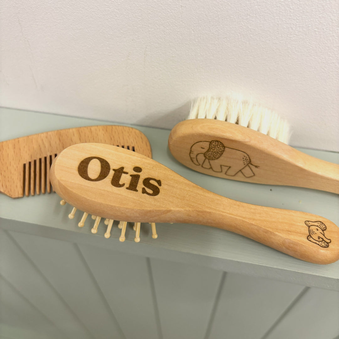 Sample Sale - Mabel & Fox - Safari Elephant Wooden Brush Set - Otis (3 Pack)