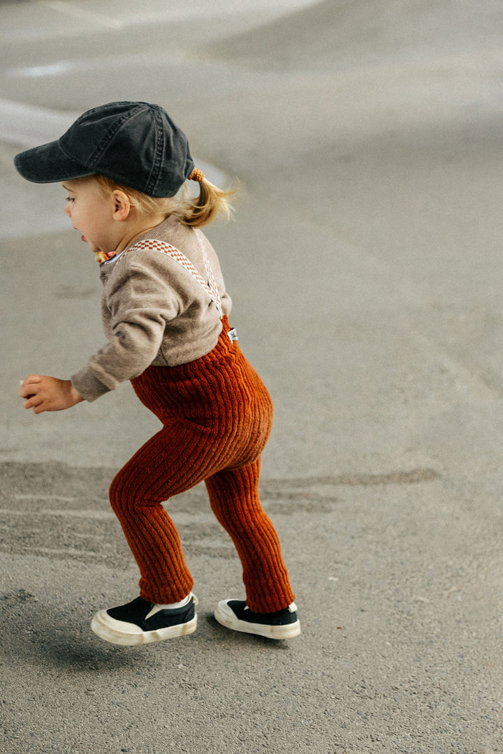 Silly Silas - Granny Footless Cotton Tights - Cinnamon Checked - Mabel & Fox