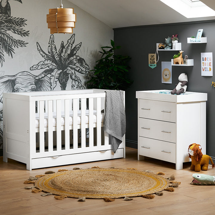 OBaby - Nika 2 Piece Room Set & Underdrawer - White Wash