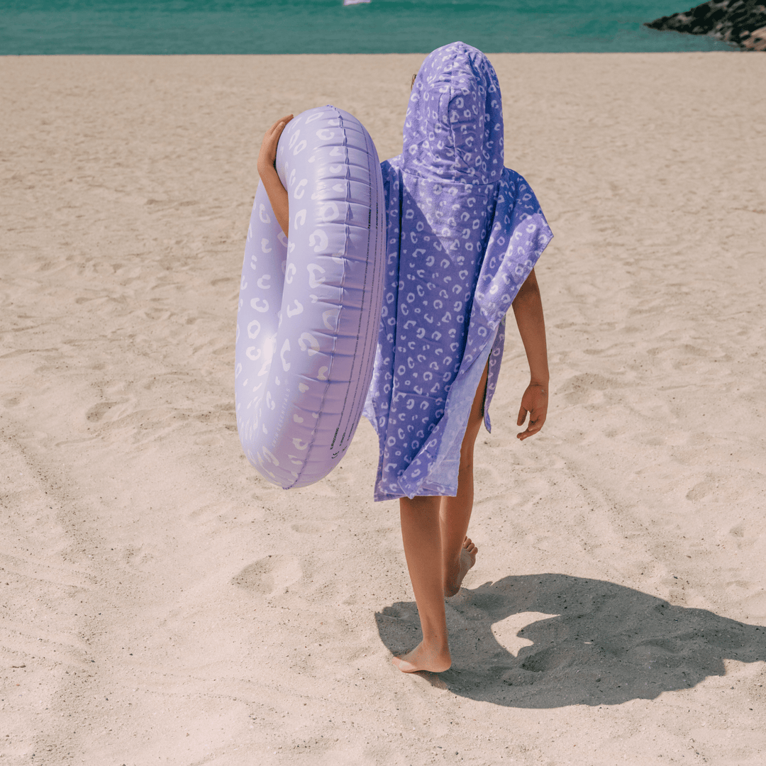 Swim Essentials - Beach Poncho - Lilac Leopard - 65cm