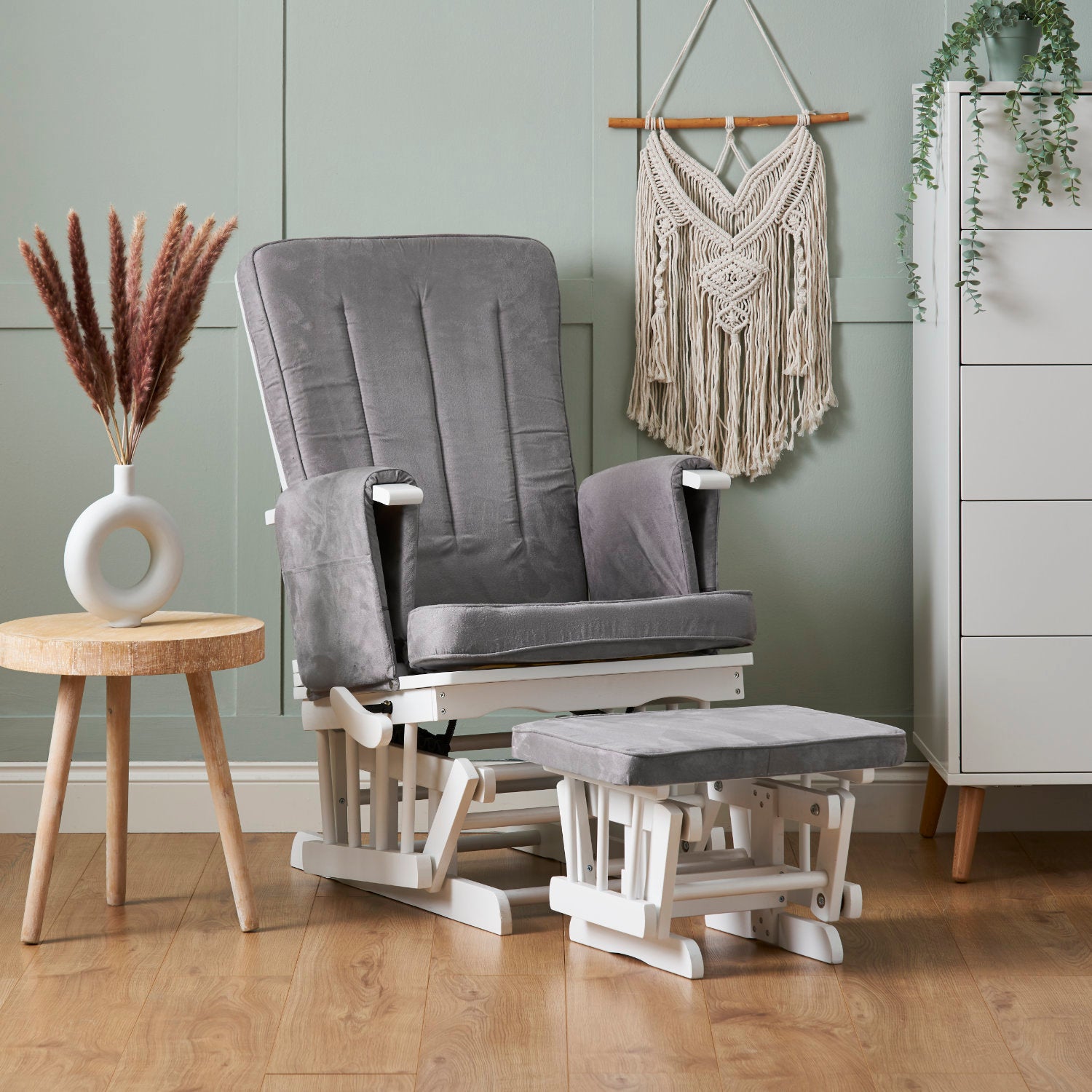 Grey glider best sale with ottoman