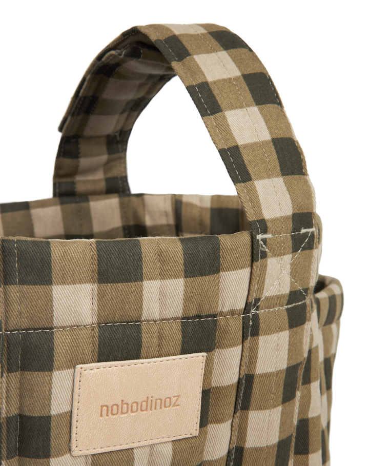 Nobodinoz- Hyde Park Stroller Organiser- Green Checks - Mabel & Fox