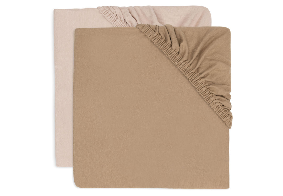 Jollein - Jersey Fitted Sheet 60x120cm - Wild Rose/Biscuit - 2 Pack