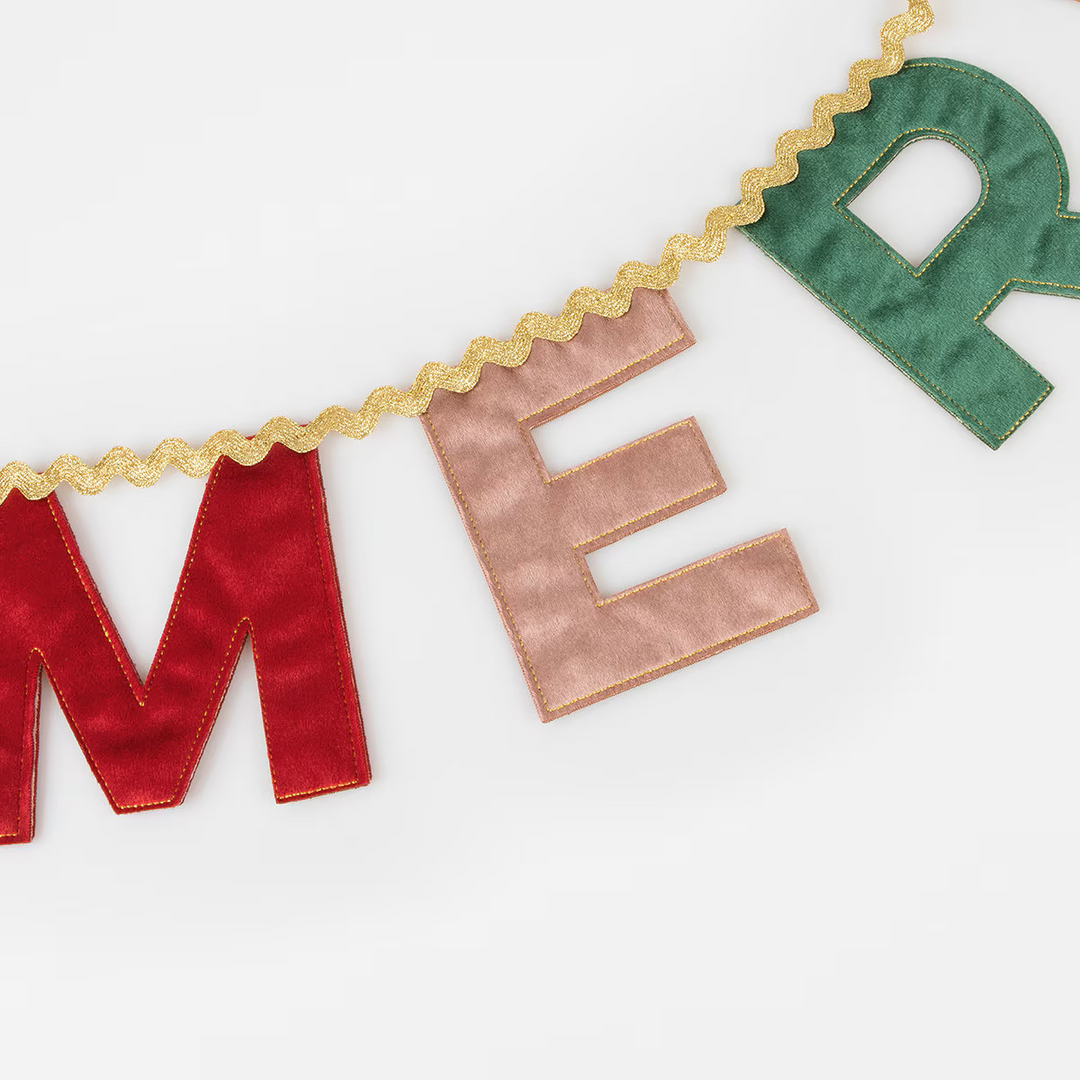 Meri Meri - Merry Christmas Velvet Pennant Garland