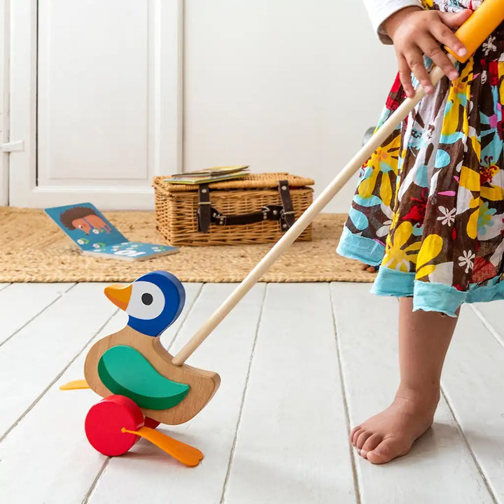 Rex London - Traditional Wooden Push Along - Flapping Duck