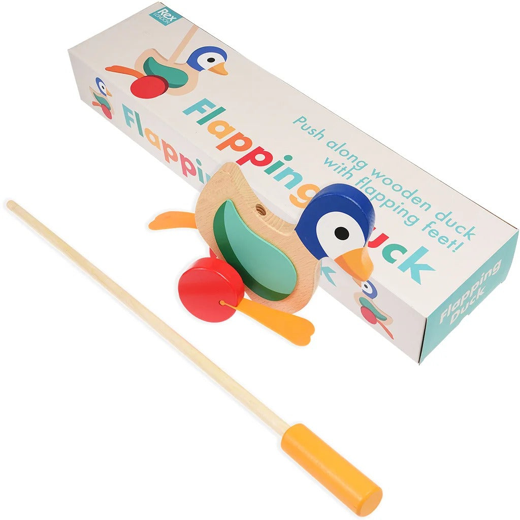 Rex London - Traditional Wooden Push Along - Flapping Duck