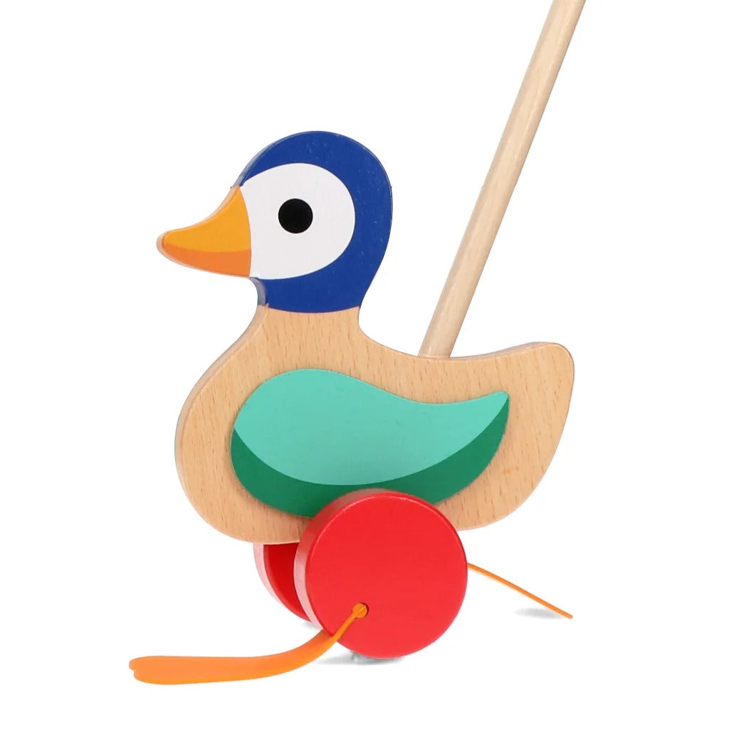 Rex London - Traditional Wooden Push Along - Flapping Duck