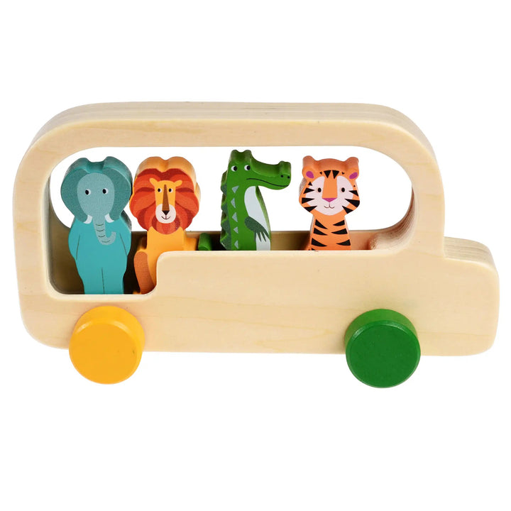 Rex London - Wooden Bus Toy - Colourful Creatures