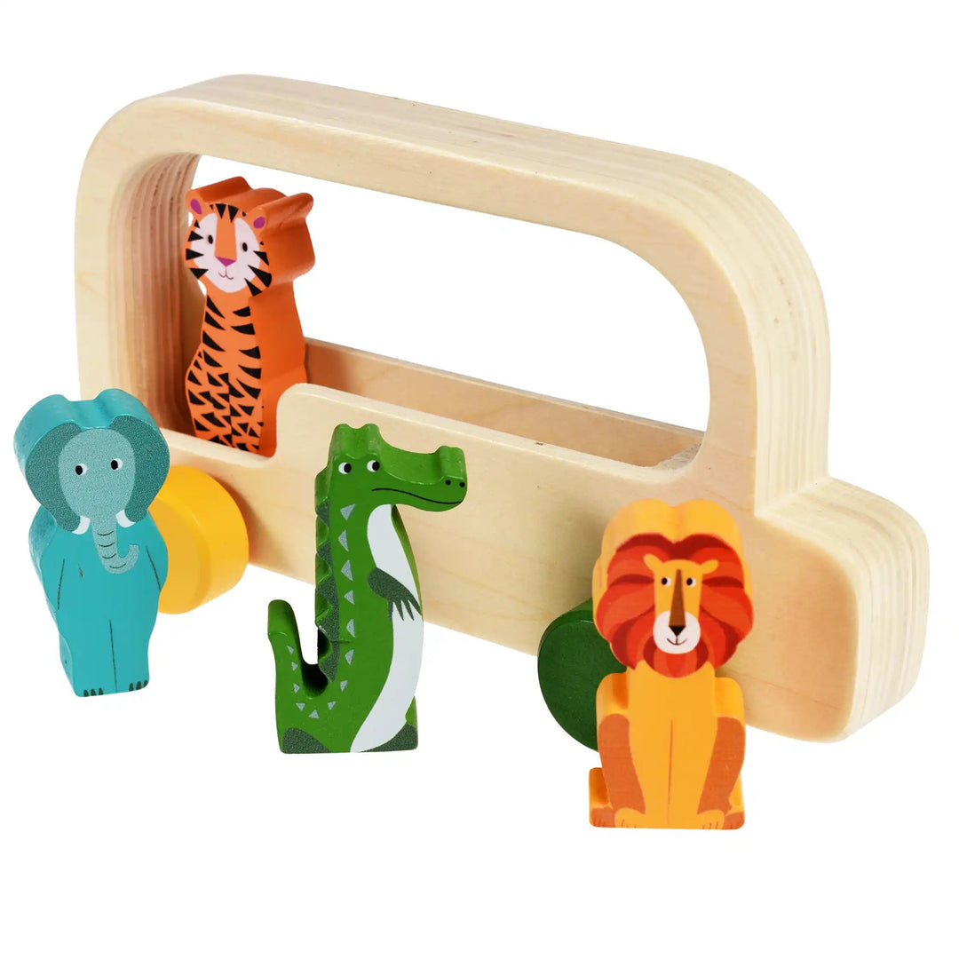 Rex London - Wooden Bus Toy - Colourful Creatures