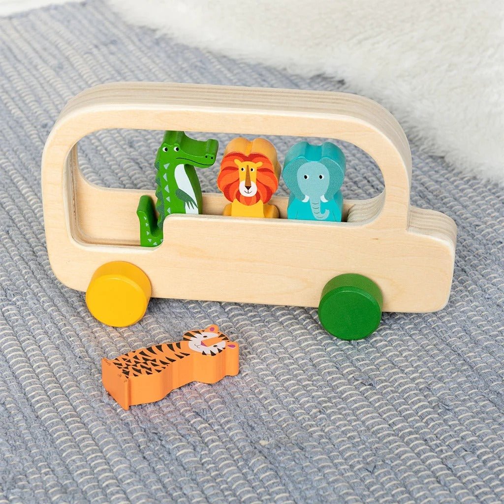 Rex London - Wooden Bus Toy - Colourful Creatures