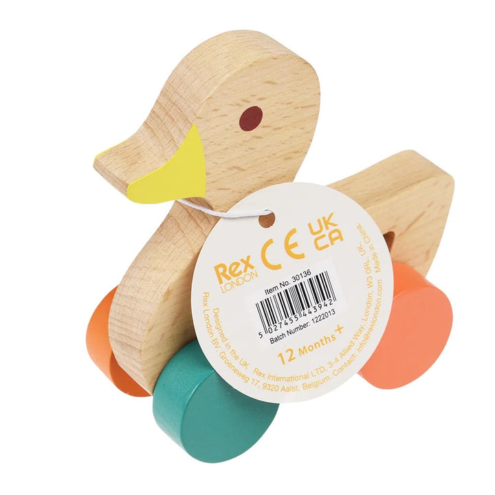 Rex London -Wooden Push Along Toy - Duck