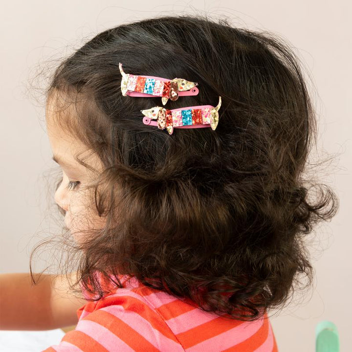 Rex London - Sausage Dog Glitter Hair Clips