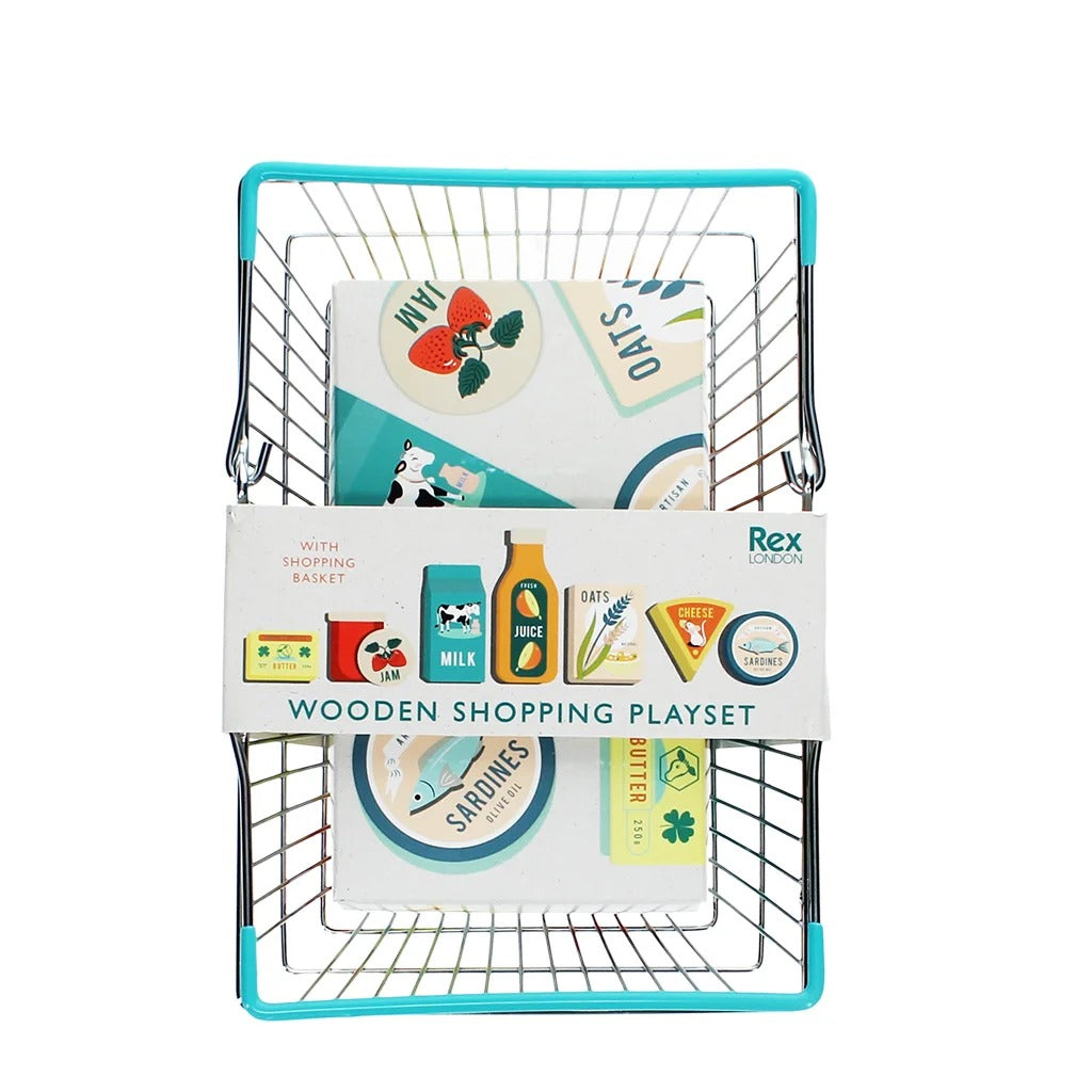 Rex London - Wooden Shopping Playset With Basket