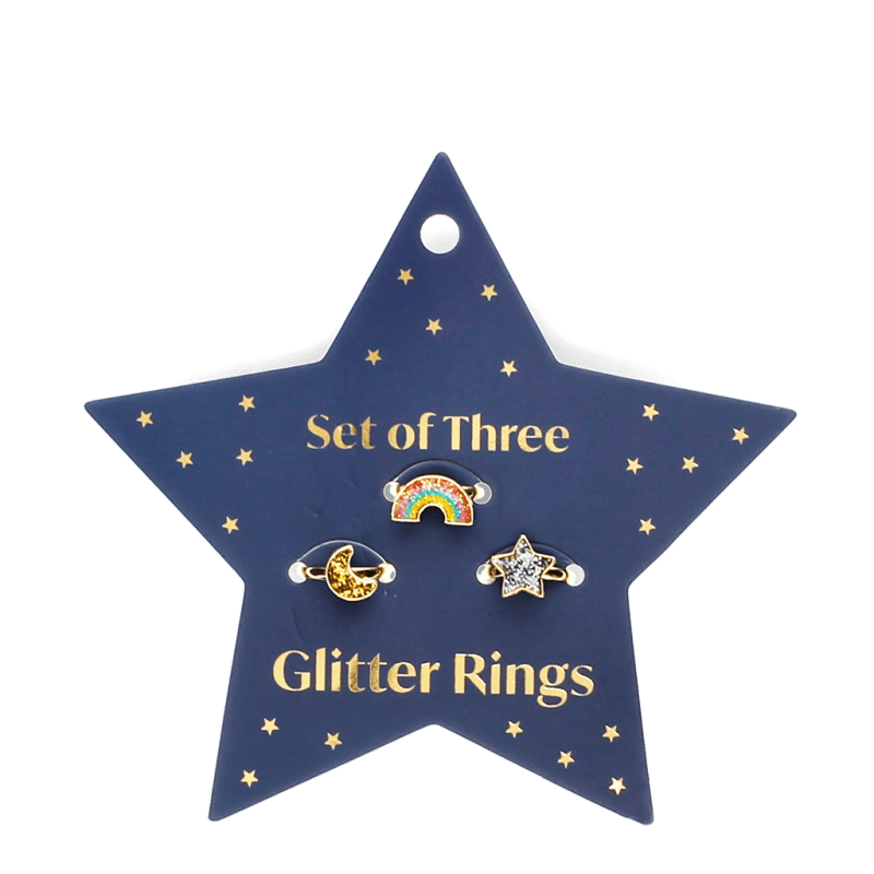 Rex London - Glitter Rings - Star, Rainbow & Moon