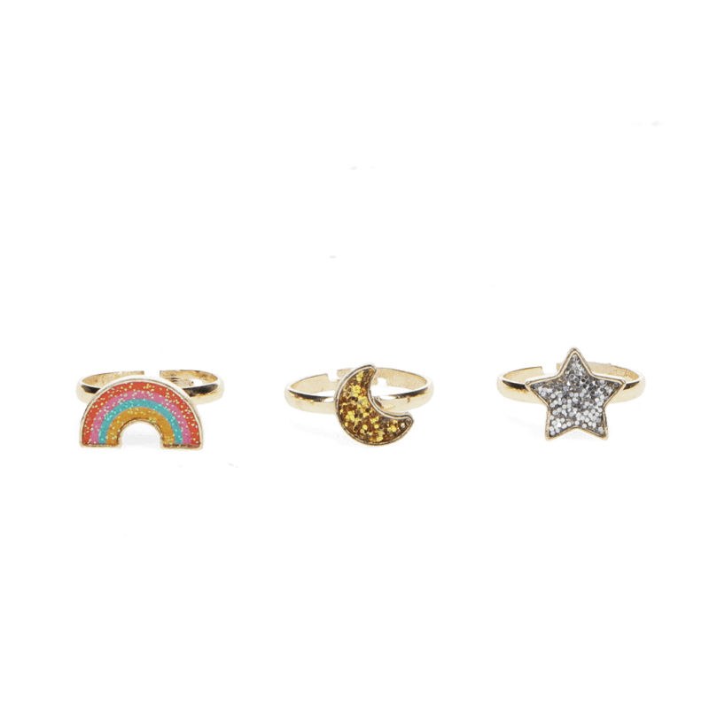 Rex London - Glitter Rings - Star, Rainbow & Moon