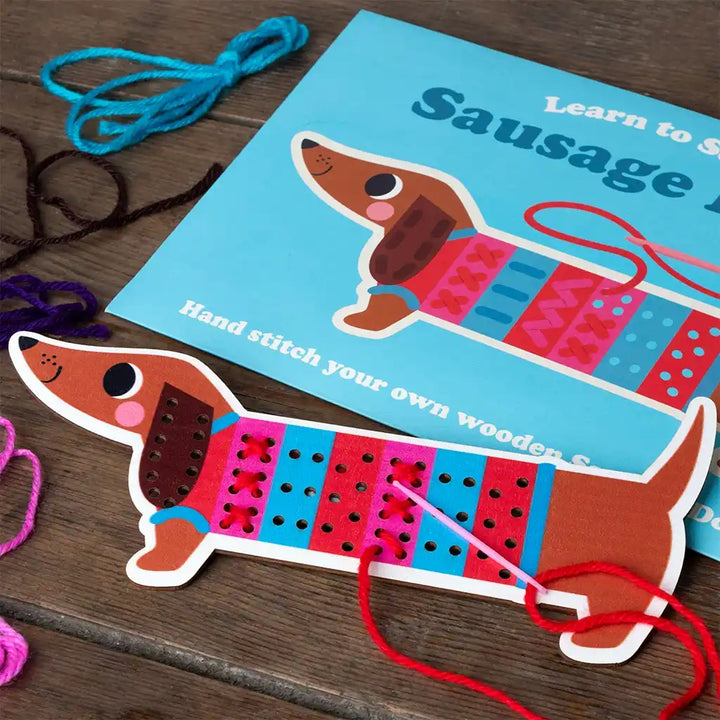 Rex London - Learn To Sew - Wooden Hand-Stitch Set - Sausage Dog