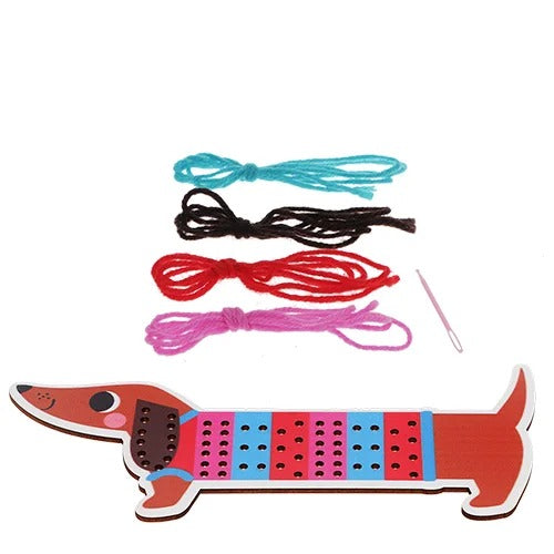 Rex London - Learn To Sew - Wooden Hand-Stitch Set - Sausage Dog