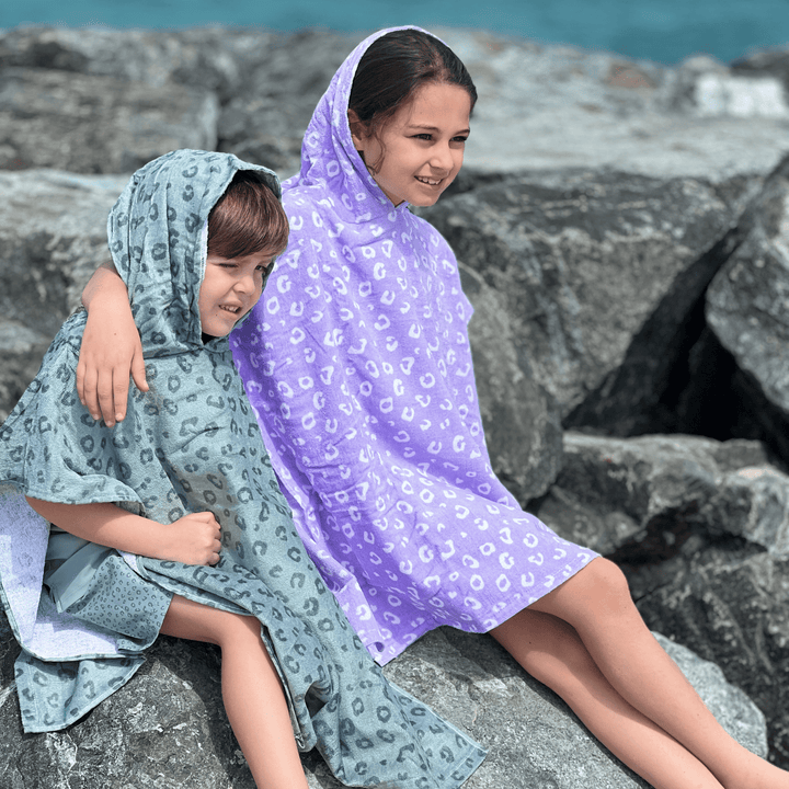 Swim Essentials - Beach Poncho - Lilac Leopard - 65cm