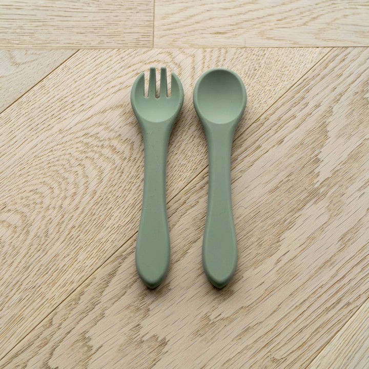 Mabel & Fox - Silicone Tableware - Spoon & Fork Set - Sage