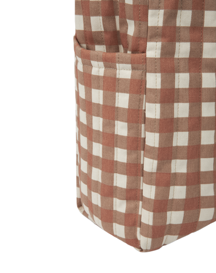 Nobodinoz-Hyde Park Tote Bag- Terracotta Checks