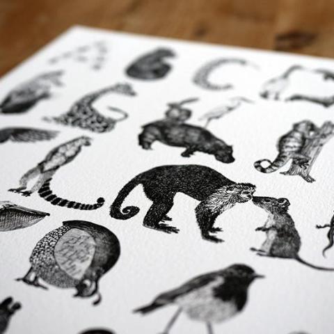 Lucy Coggle - Animal Alphabet Typographic Print - A4 - Mabel & Fox