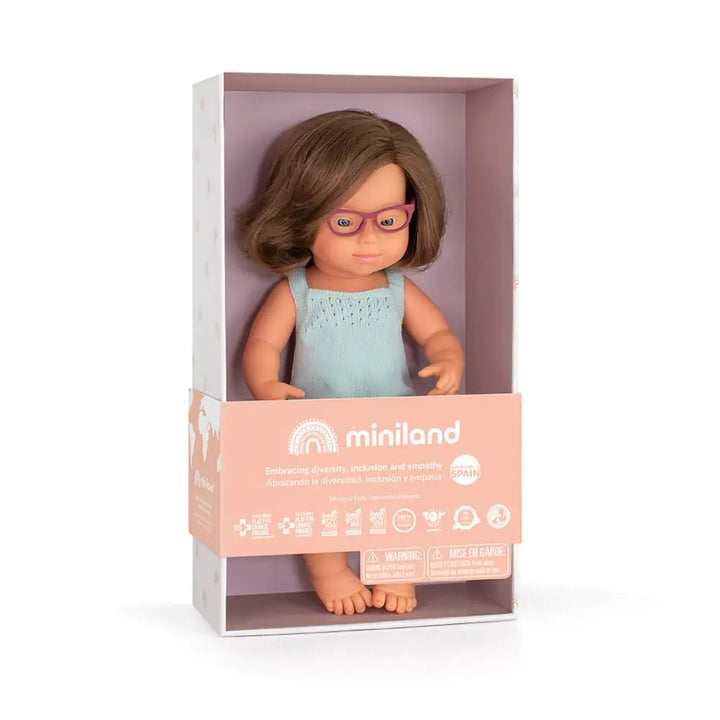 Miniland - Doll - Caucasian Girl D.S With Glasses