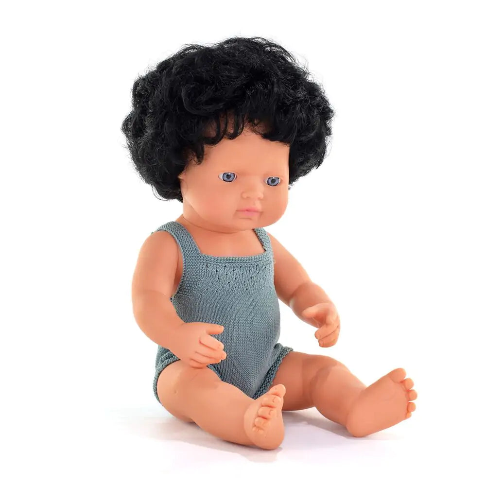 Miniland - Doll - Caucasian Curly Black Hair