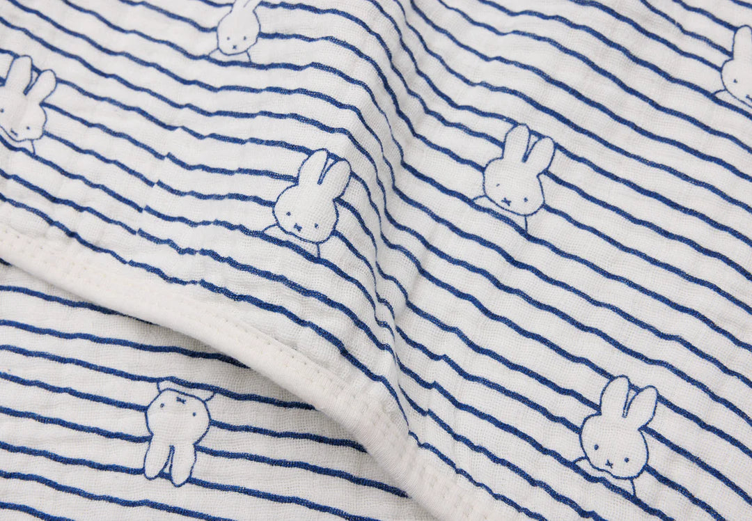 Jollein - Muslin Cradle Blanket - Miffy - Stripe Navy