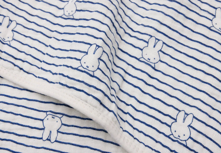 Jollein - Muslin Cradle Blanket - Miffy - Stripe Navy