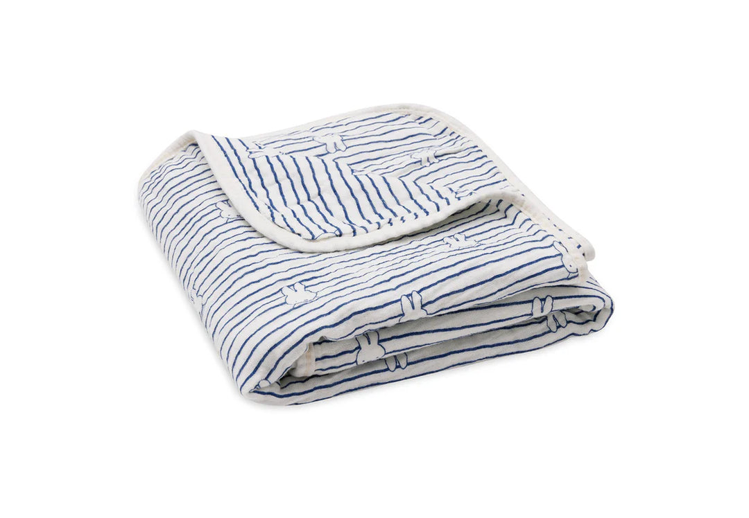 Jollein - Muslin Cradle Blanket - Miffy - Stripe Navy