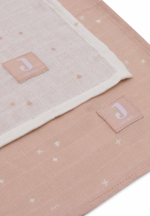 Jollein - Swaddle Muslin 115 x 115cm - Twinkling Wild Rose (2 Pack)