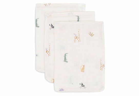 Jollein - Muslin Washcloth 15 x 20cm - Jungle Jambo (3 Pack) - Mabel & Fox