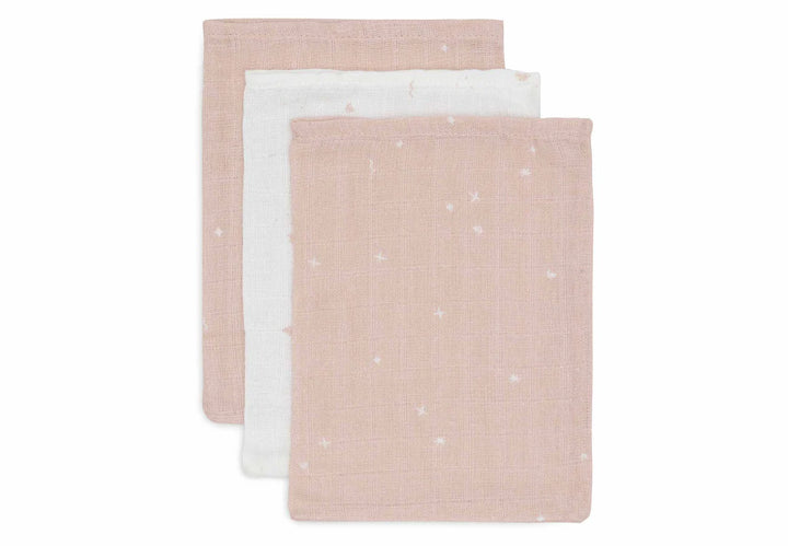 Jollein - Muslin Washcloth 15 x 20cm - Twinkling Wild Rose (3 Pack)