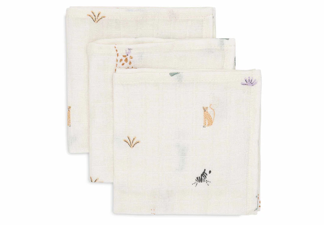 Jollein - Muslin Mouth Cloth 31 x 31cm - Jungle Jambo (3 Pack)