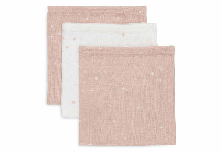 Jollein - Muslin Mouth Cloth 31 x 31cm - Twinkling Wild Rose (3 Pack)