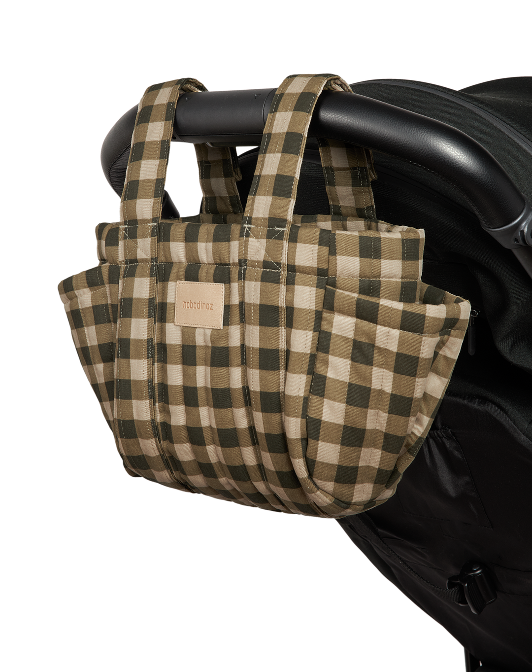 Nobodinoz- Hyde Park Stroller Organiser- Green Checks - Mabel & Fox