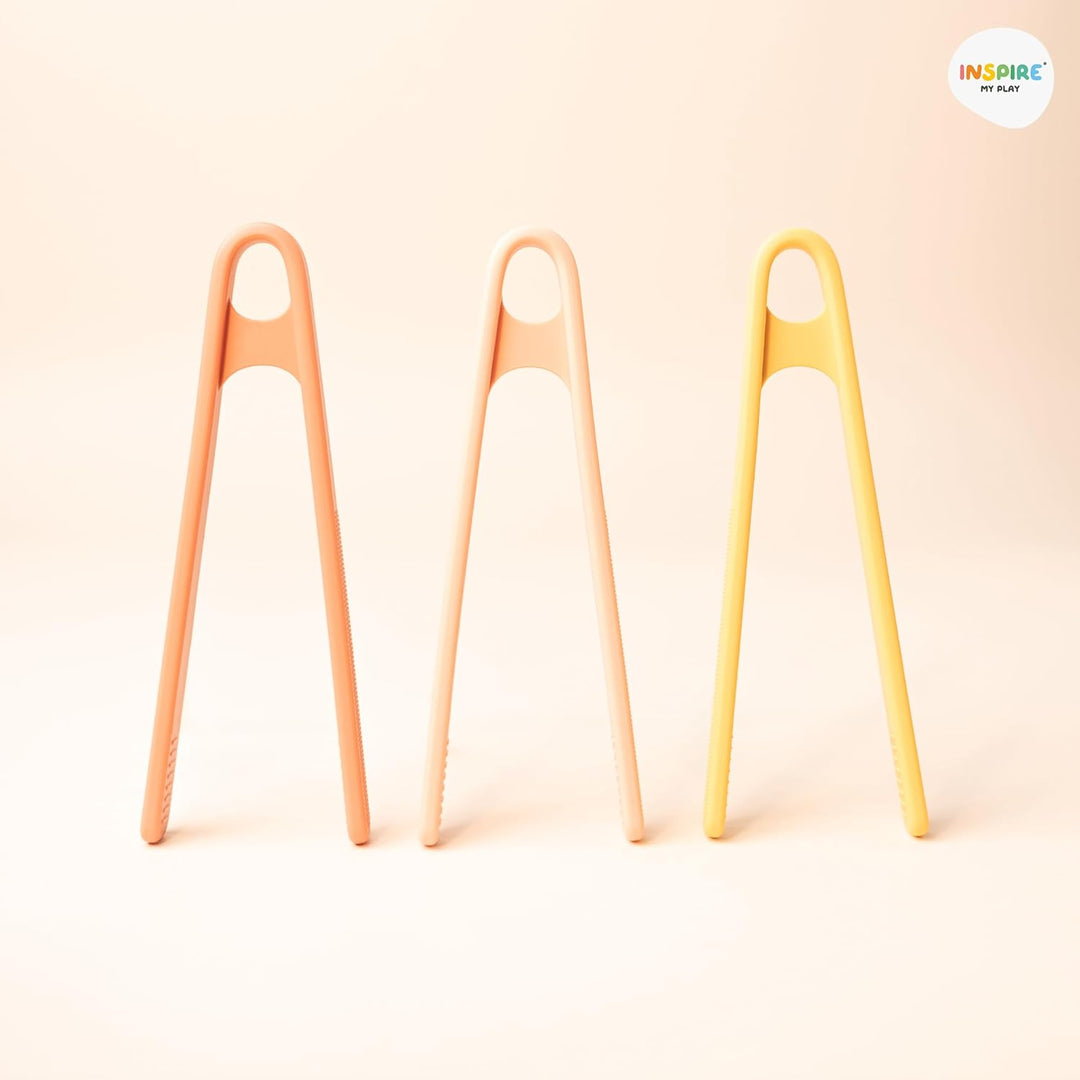 Inspire My Play - Tong Set - Coral/Yellow - Mabel & Fox