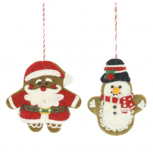 Fiona Walker - Christmas Decoration - Gingerbread Santa and Snowman