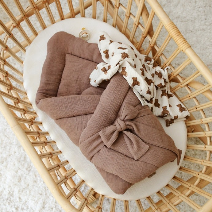 Babyly - Muslin Baby Wrap - Mocca Brown - Mabel & Fox