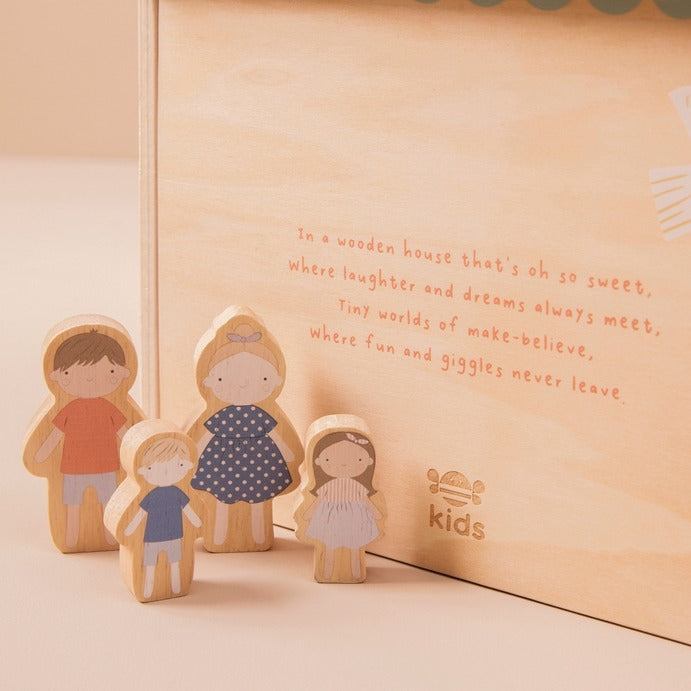 Just Bee Kids - Wooden Dolls House - With Family