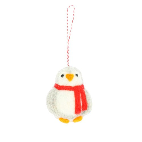 Fiona Walker - Christmas Decoration - Grey Baby Penguin with Scarf